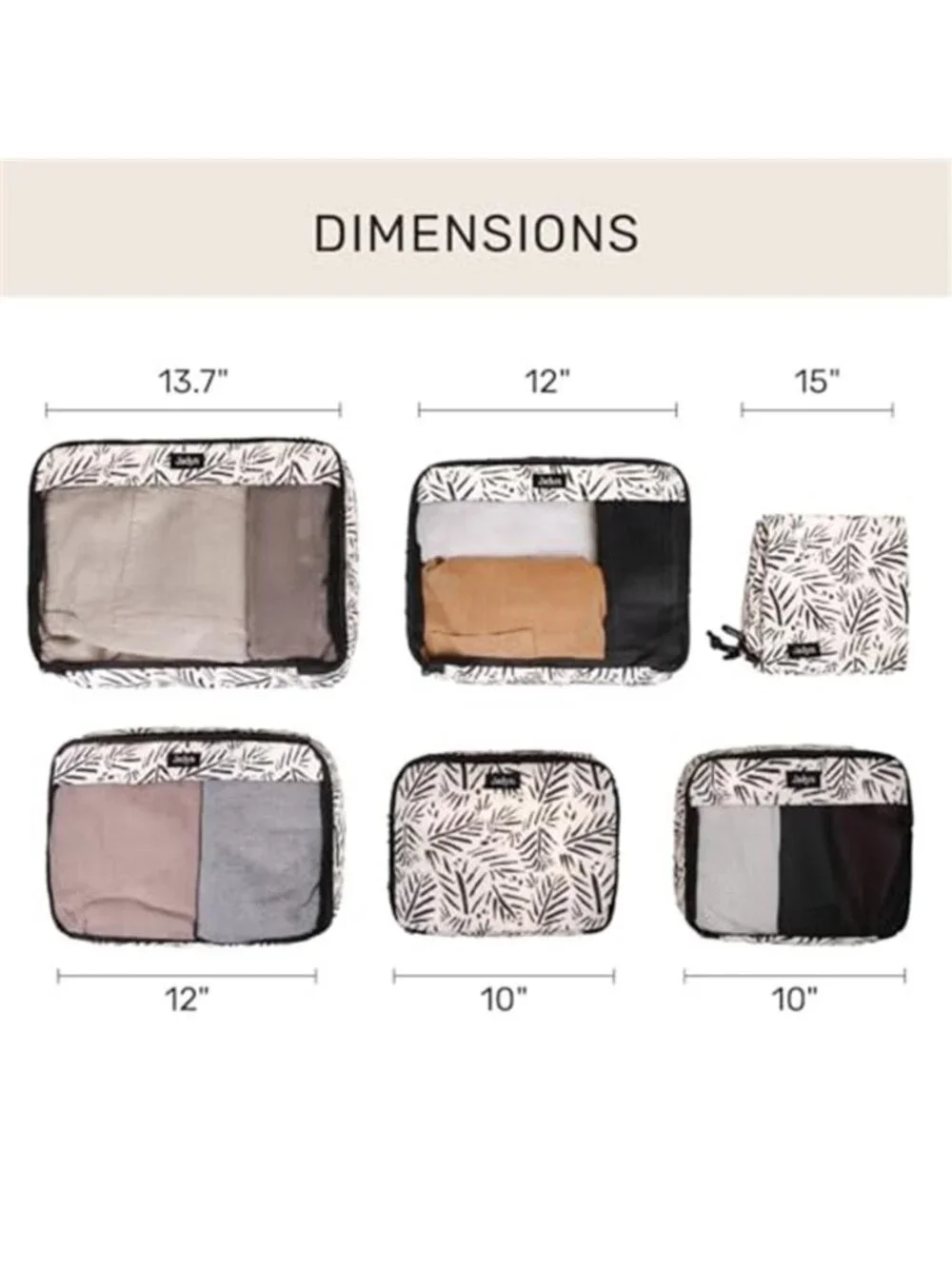 Travel Packing Cubes 6 Piece Luggage Organizer Set Mesh Suitcase Bags Waterproof